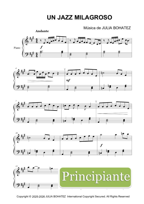 "Mi Amor" Jazz – Partitura para piano (nivel intermedio)