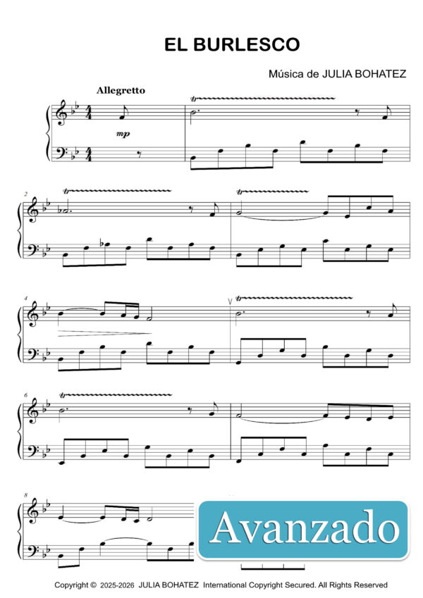 El Burlesco – Partitura para piano (nivel avanzado)