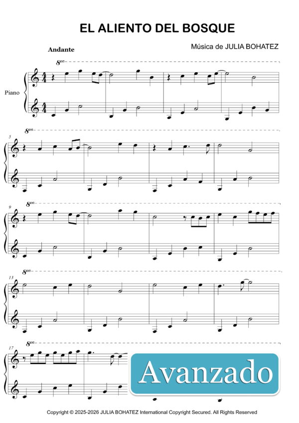 El aliento del bosque – Partitura para piano (nivel avanzado)